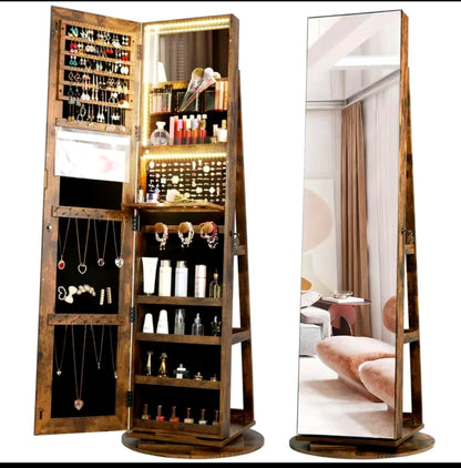 Luxe LED Rotating Mirror Jewellery Cabinet 1.8m