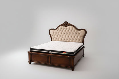 Solid Mahogany Upholstered Bed – Luxury Leather Wooden Bed Frame