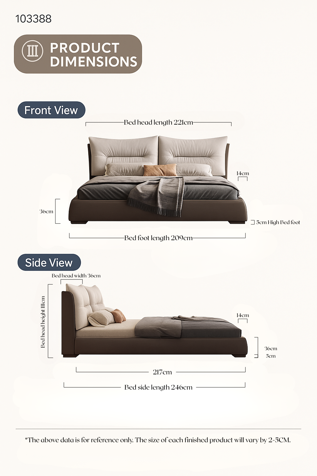 Modern Upholstered King Bed – Taupe & Walnut