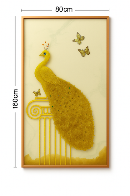 Golden Peacock Wall Art – 135cm x 75cm
