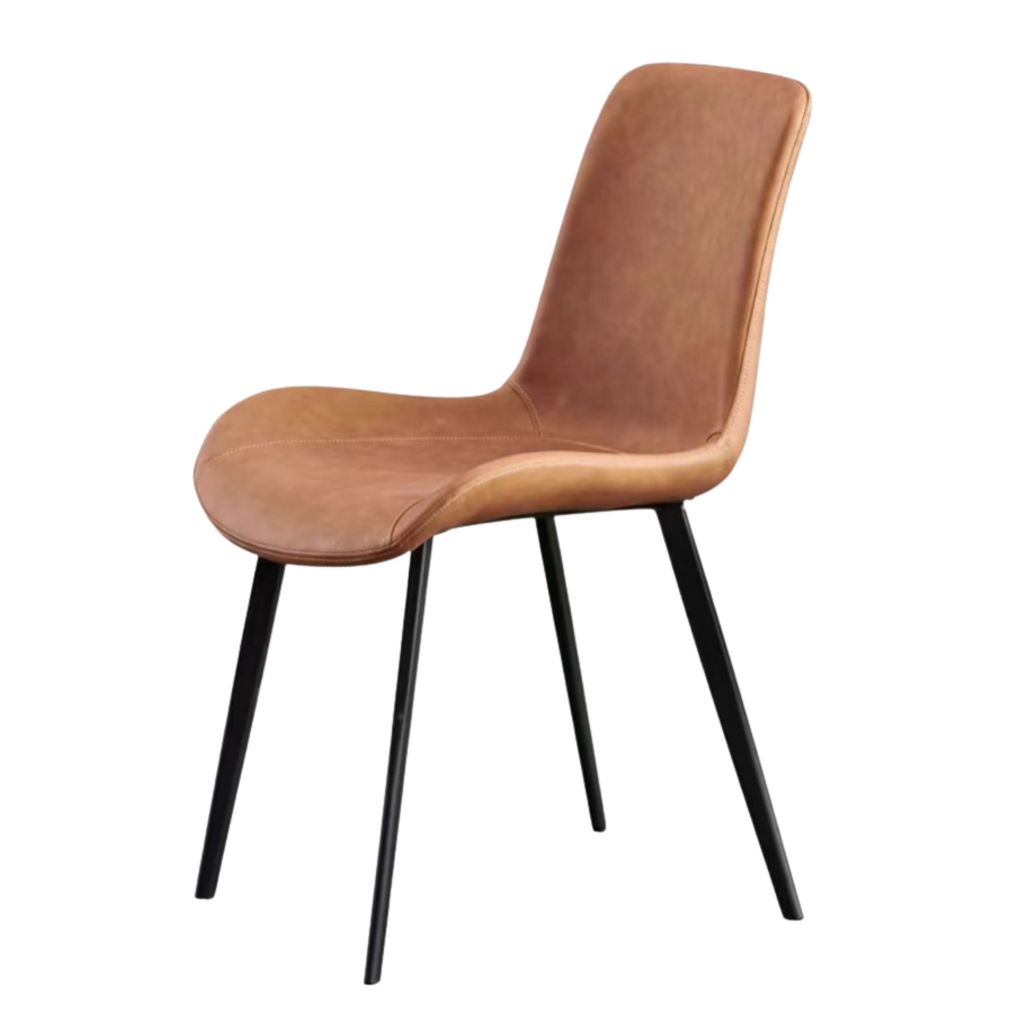 Brown chair with black legs on a white background