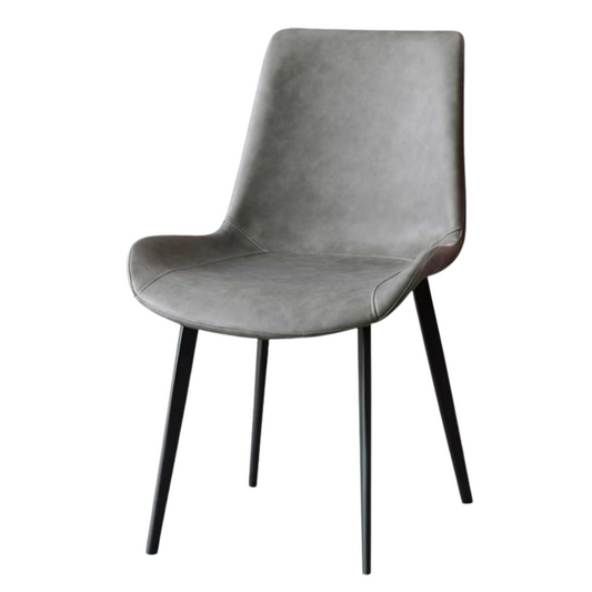 Gray chair with black legs on a white background